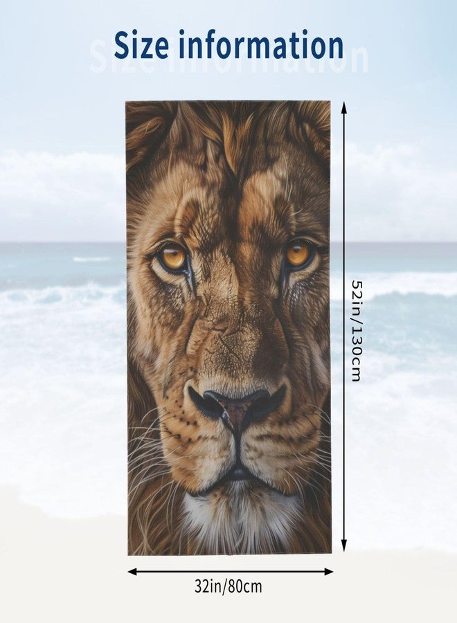 MIEPOS Cool Lion Beach Towel,32x52in,Quick-Dry Sand-Free Animal Bath Towels,Microfiber Lightweight for Travel Pool Yoga Beach Outdoor Activities Decor Accessories Gifts (Cool Lion Face) - Image 3