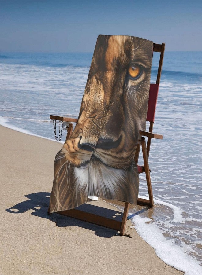 MIEPOS Cool Lion Beach Towel,32x52in,Quick-Dry Sand-Free Animal Bath Towels,Microfiber Lightweight for Travel Pool Yoga Beach Outdoor Activities Decor Accessories Gifts (Cool Lion Face) - Image 4