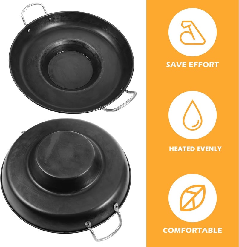Concave 32cm Cast Iron Skillet Pan Pre-seasoned Non-stick Frying Pan for Home Cooking Multi-use Suitable and Steak - Image 3