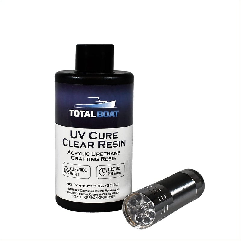 TotalBoat 200g UV Cure Clear Acrylic Resin Kit with UV Flashlight for DIY Jewelry Making, Crafts, and Protective Coatings - Image 1