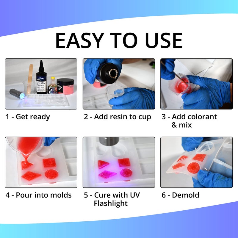 TotalBoat 200g UV Cure Clear Acrylic Resin Kit with UV Flashlight for DIY Jewelry Making, Crafts, and Protective Coatings - Image 3