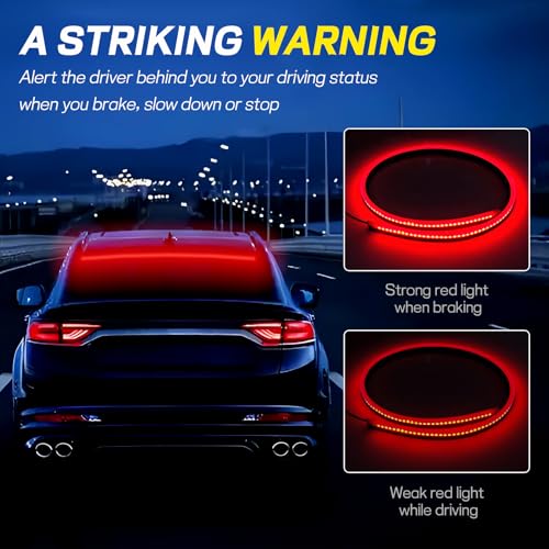 Hbxdeco LED Brake Strip Light for Car, 35 Inch Car LED Third Brake Light Strip Bar, 114 LEDs DC12V High Mount Stop Brake Light Bar, Universal Vehicle Flexible 3rd Brake Light Strip - Image 3