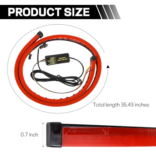 Hbxdeco LED Brake Strip Light for Car, 35 Inch Car LED Third Brake Light Strip Bar, 114 LEDs DC12V High Mount Stop Brake Light Bar, Universal Vehicle Flexible 3rd Brake Light Strip - Image 2