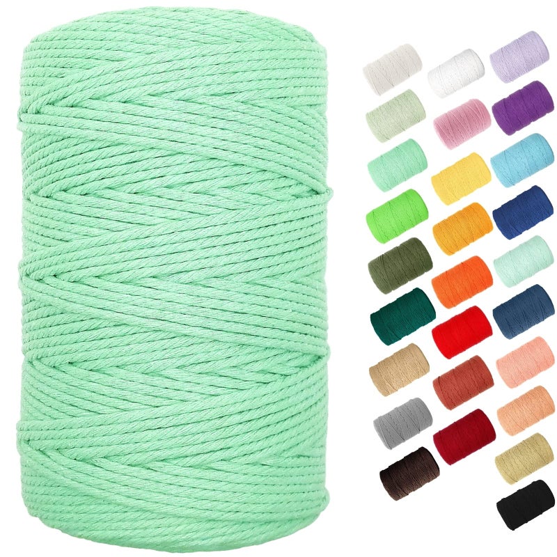 BYWORLD 3mm Cotton Rope 220 Yards200m Twine String 100 Natural Cotton Macrame Rope for Plant Hangers Wall Hanging Christmas or Wedding DecorativeMint Blue