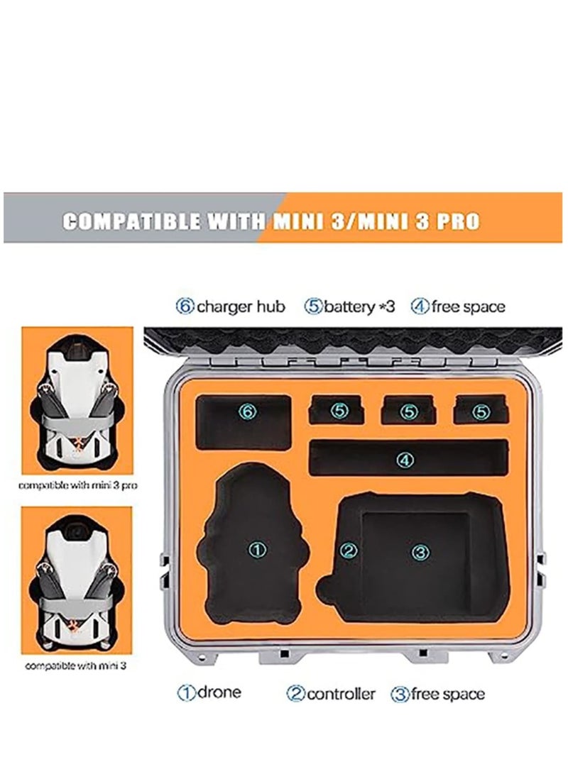 Hard Case for DJI Mini 3 Pro/Mini 3 Waterproof Pressure Resistant Carrying Case for DJI Mini 3 Pro/Mini 3 Accessories - Fits Latest DJI RC (Not Included Neck Strap) - Image 2