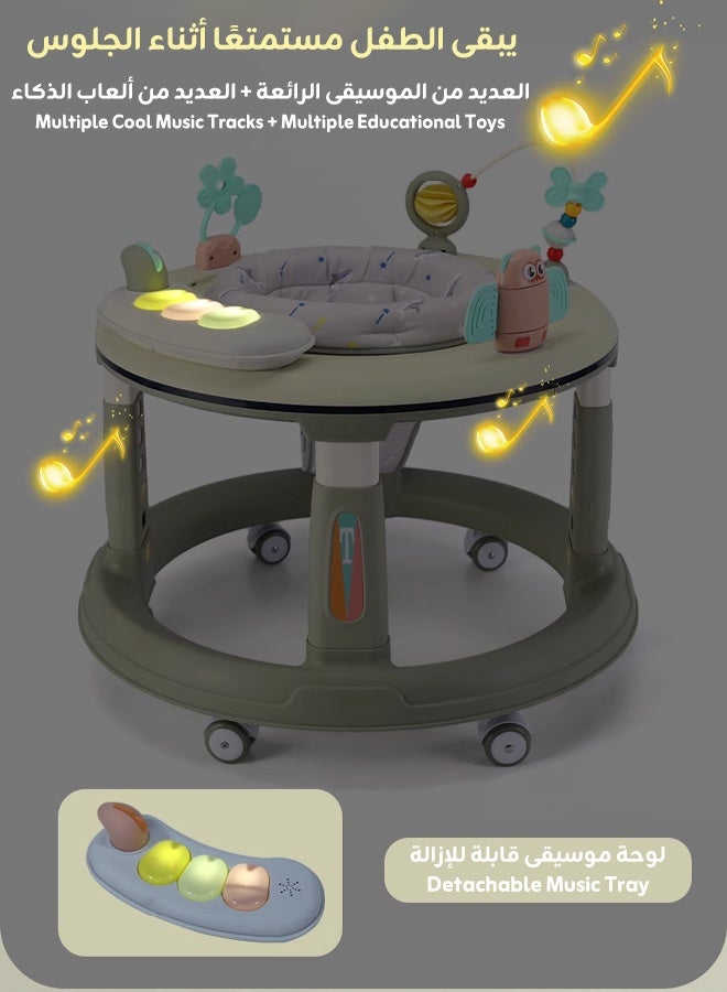 hibobi Multifunctional Baby Walker｜Widened & Thickened Anti-Rollover Base｜Prevents O-Shaped Legs｜5-Level Height Adjustment｜360° Silent Wheels｜Interactive Music & Toy Panel｜For 6–24 Months - Image 4