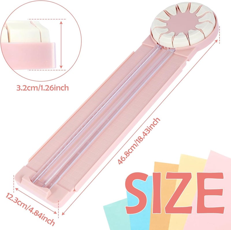 windforgecraft 12-in-1 Rotary Paper Trimmer Multifunction Paper Trimmer Rolling Paper Cutter Manual Crafts Paper Trimmers Ruler DIY Straight Line Hand Paper Cutter Tool for Scrapbooking Tools (Pink) - Image 3