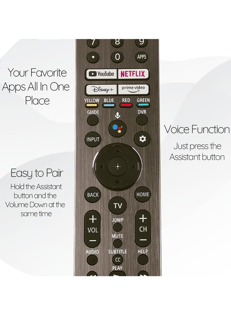 Original OEM RMF-TX621U Voice Remote Control with Backlight Buttons for Sony Bravia Google Smart TV with battery