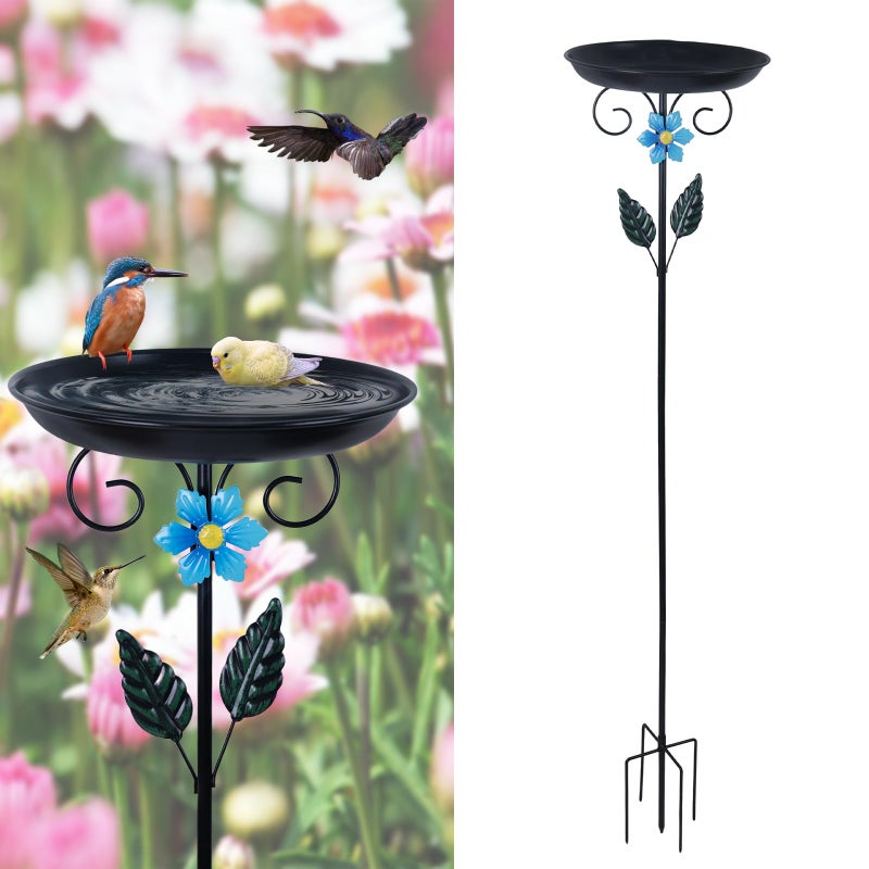 hogardeck 40â€ Metal Bird Bath for Outside, Freestanding Birdbaths & Birdfeeder for Outdoors, Upgraded 5 Pronged Base Bird Baths Feeder Bowl for Garden Patio Yard Lawn Decor - Image 1