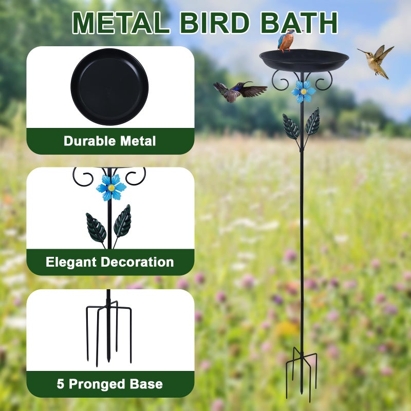 hogardeck 40â€ Metal Bird Bath for Outside, Freestanding Birdbaths & Birdfeeder for Outdoors, Upgraded 5 Pronged Base Bird Baths Feeder Bowl for Garden Patio Yard Lawn Decor - Image 2