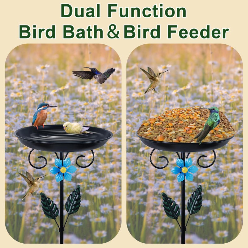 hogardeck 40â€ Metal Bird Bath for Outside, Freestanding Birdbaths & Birdfeeder for Outdoors, Upgraded 5 Pronged Base Bird Baths Feeder Bowl for Garden Patio Yard Lawn Decor - Image 4