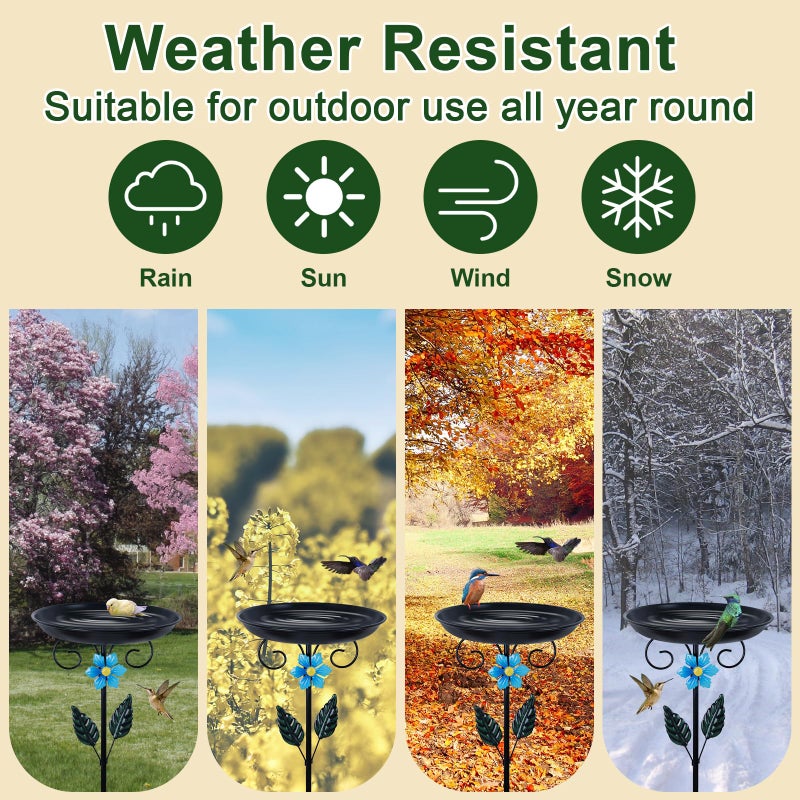 hogardeck 40â€ Metal Bird Bath for Outside, Freestanding Birdbaths & Birdfeeder for Outdoors, Upgraded 5 Pronged Base Bird Baths Feeder Bowl for Garden Patio Yard Lawn Decor - Image 5