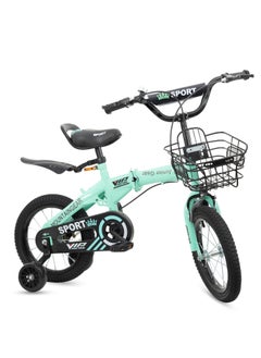 MG Childrens Foldable Bike for 2 To 7 Years Old, 12" 14" 16" Kids Bike with Basket, Kid's Bicycle with Training wheel-Green  - Image 1
