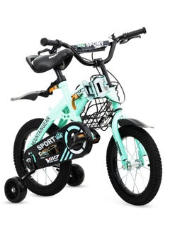 MG Childrens Foldable Bike for 2 To 7 Years Old, 12" 14" 16" Kids Bike with Basket, Kid's Bicycle with Training wheel-Green  - Image 2