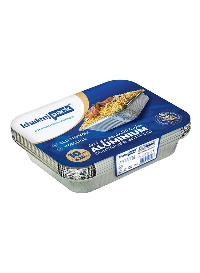 Khaleej Pack Aluminium container 420ml  Pack of 10 pcs - 8342 - Image 1