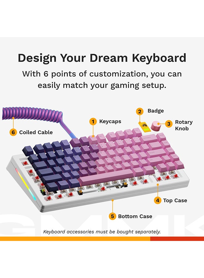 Glorious Gaming - GMMK 3 Custom Mechanical Gaming Keyboard with Knob, 75% Tenkeyless Keyboard, Modular Gasket System, Doubleshot PBT Keycaps, Aluminum Switch Plate, Hotswappable Switches, ANSI (White) - Image 2