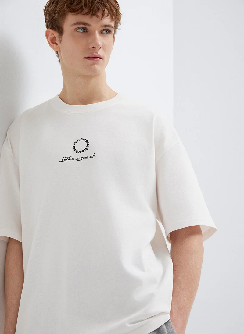 Mavi Luck Is On Your Side Printed White T-Shirt