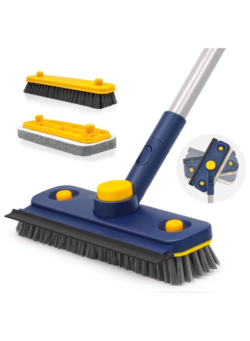 NANAO فرشاة تنظيف ذات مقبض طويل 118 سم 3 في 1 - فرشاة فرك، ممسحة وفرشاة أرضية لتنظيف حوض الاستحمام، الحمام، الحوض، الأرضية، الجدار، الزجاج، الفناء، المرآب - Image 1