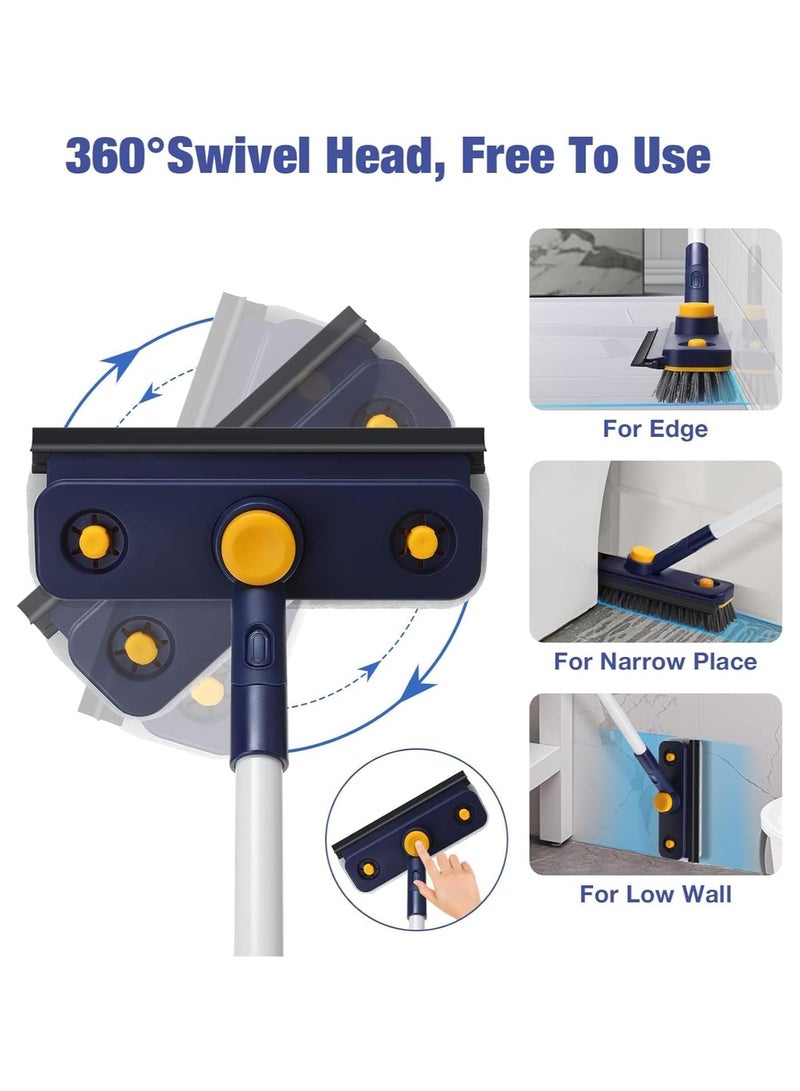 NANAO فرشاة تنظيف ذات مقبض طويل 118 سم 3 في 1 - فرشاة فرك، ممسحة وفرشاة أرضية لتنظيف حوض الاستحمام، الحمام، الحوض، الأرضية، الجدار، الزجاج، الفناء، المرآب - Image 3