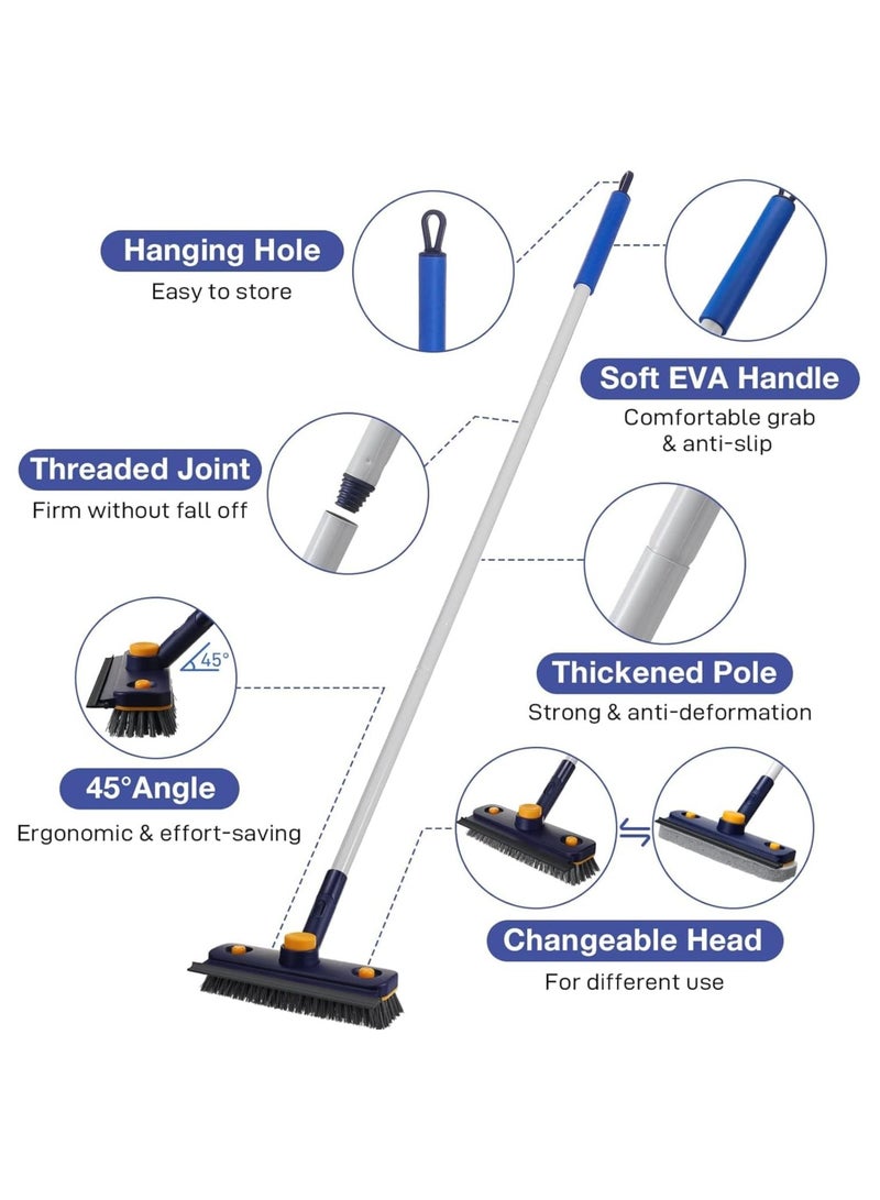 NANAO فرشاة تنظيف ذات مقبض طويل 118 سم 3 في 1 - فرشاة فرك، ممسحة وفرشاة أرضية لتنظيف حوض الاستحمام، الحمام، الحوض، الأرضية، الجدار، الزجاج، الفناء، المرآب - Image 4