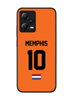 Rugged Black edge case for Poco X5 / Redmi Note 12 5G Slim fit Soft Case Flexible Rubber Edges Anti Drop TPU Gel Thin Cover-Netherlands Player Name - Memphis