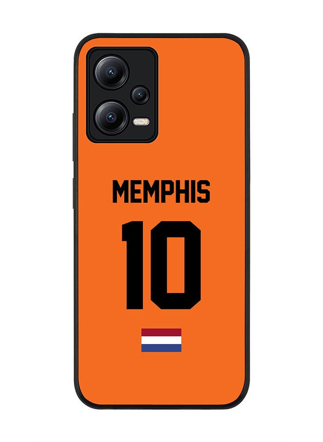 Stylizedd - Rugged Black edge case for Poco X5 / Redmi Note 12 5G Slim fit Soft Case Flexible Rubber Edges Anti Drop TPU Gel Thin Cover-Netherlands Player Name - Memphis - Image 1