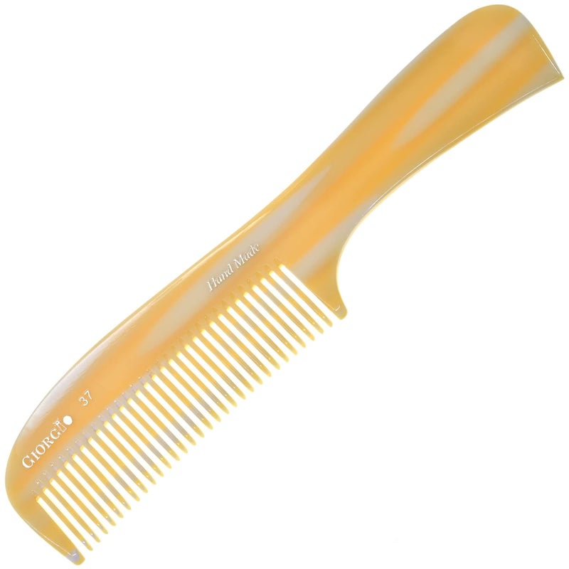 Giorgio G37 Large Coarse Hair Detangling Comb Wide Teeth for Long Thick Curly Wavy Hair Hair Detangler Comb For Wet and Dry Handmade Rake Comb SawCut and Hand Polished Imitation Horn 775