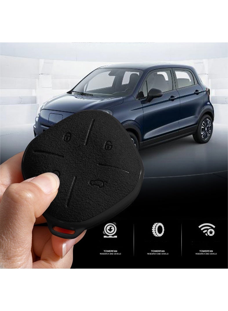 Jetour Dashing /Jetour X 1 Plus DTC 2022 Leather Key Fob Cover, Full Protection Car Key Shell, Key Cover Case with Keychian Ring, No Key, Chery Car Key Accessories, Black - Image 2