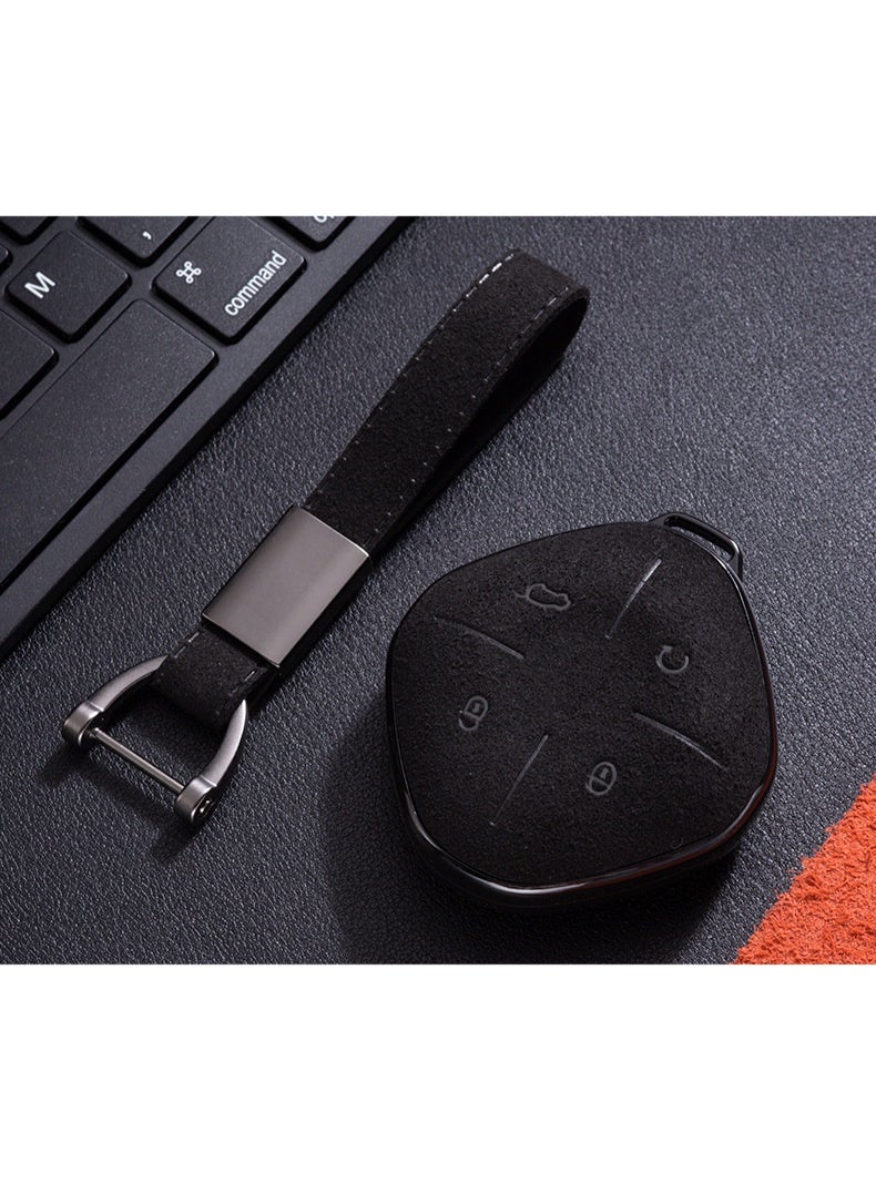 Jetour Dashing /Jetour X 1 Plus DTC 2022 Leather Key Fob Cover, Full Protection Car Key Shell, Key Cover Case with Keychian Ring, No Key, Chery Car Key Accessories, Black - Image 3