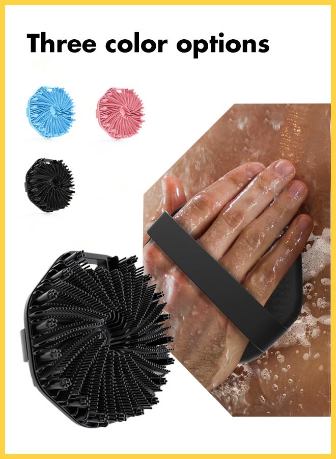 CHOWROAD 2 PCS Non-Slip Handle Silicone Body Brush with Soft Silicone Bristles for Showering, Exfoliating Body Scrubber for Sensitive Skin and With one hooks（Black) - Image 5