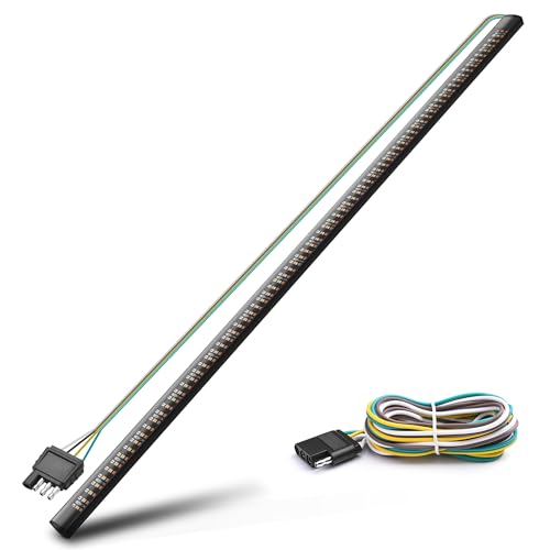 MICTUNING 60 Inches Triple 504 LEDs Tailgate Strip Light Waterproof with 4-Way Flat Connector - 5 Functions Sequential Amber Turn Signal, Red Brake Running, White Reverse Lights - Image 1