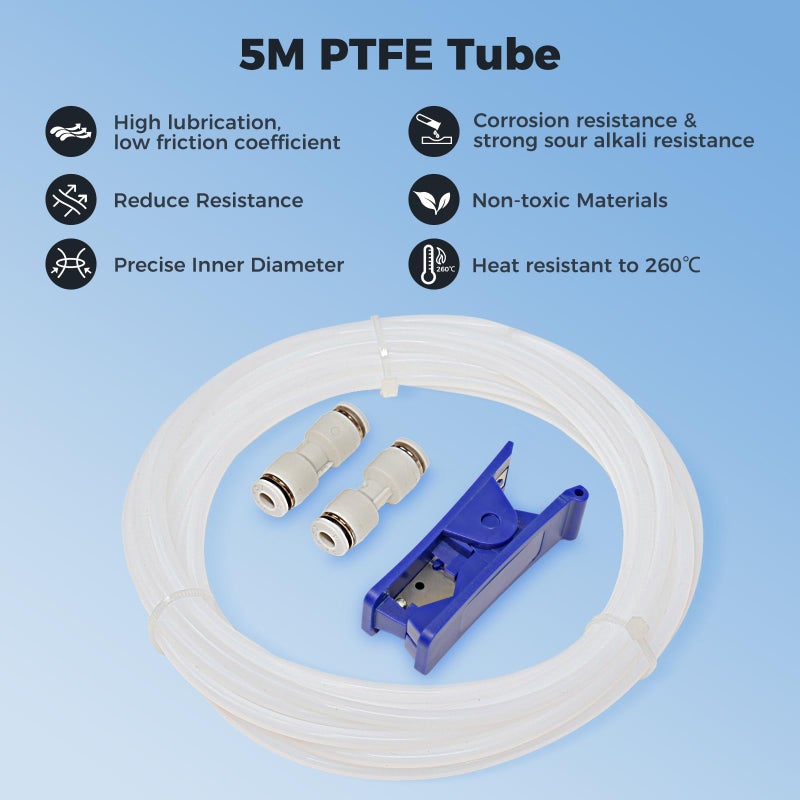 Sovol PTFE Tube 2.5mm ID 4mm OD, Length 5M/16.4ft, with 2 Couplers & Tubing Cutter for Bambu lab X1/ X1C/ P1P/ P1S/ A1/ A1 Mini, Prusa MMU3, Creality K1 Max/Ender 3 V3 & Direct Drive 3D Printer, White - Image 3