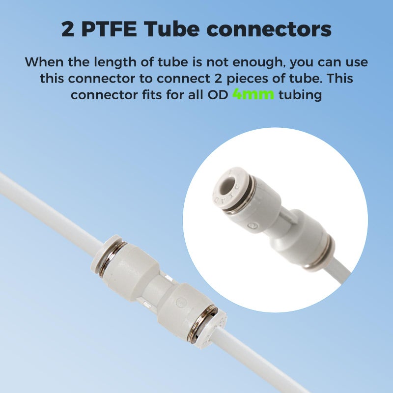 Sovol PTFE Tube 2.5mm ID 4mm OD, Length 5M/16.4ft, with 2 Couplers & Tubing Cutter for Bambu lab X1/ X1C/ P1P/ P1S/ A1/ A1 Mini, Prusa MMU3, Creality K1 Max/Ender 3 V3 & Direct Drive 3D Printer, White - Image 5