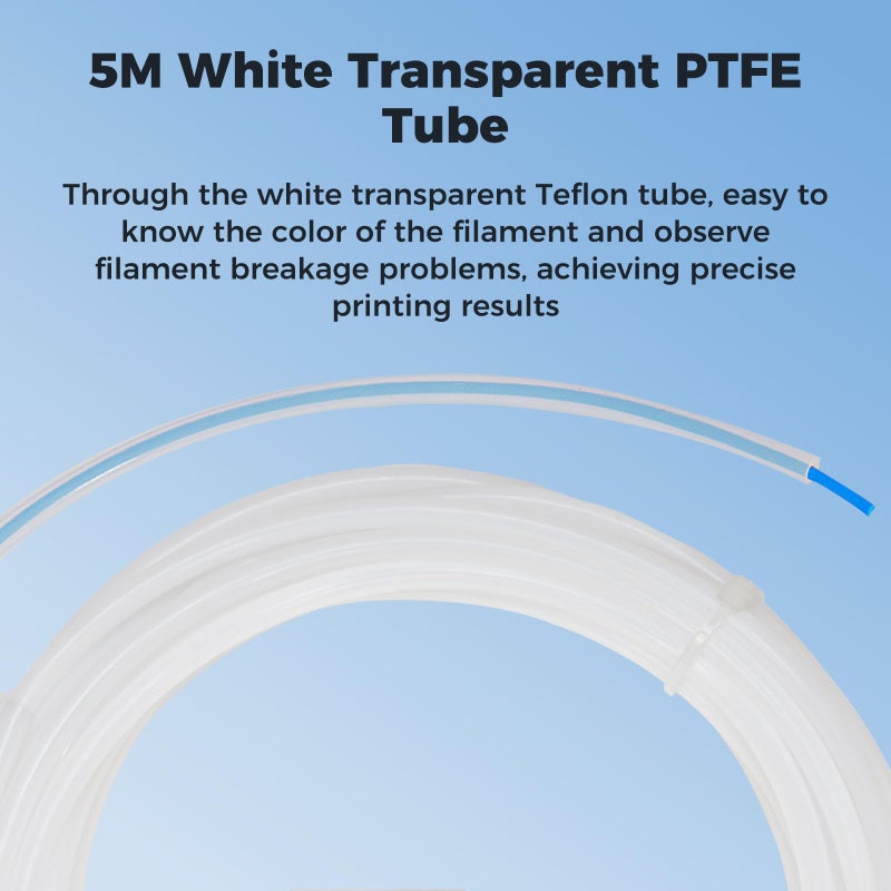 Sovol PTFE Tube 2.5mm ID 4mm OD, Length 5M/16.4ft, with 2 Couplers & Tubing Cutter for Bambu lab X1/ X1C/ P1P/ P1S/ A1/ A1 Mini, Prusa MMU3, Creality K1 Max/Ender 3 V3 & Direct Drive 3D Printer, White - Image 2