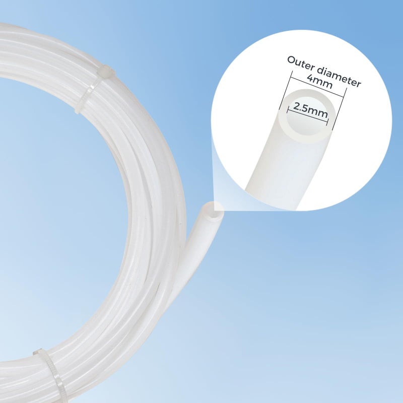 Sovol PTFE Tube 2.5mm ID 4mm OD, Length 5M/16.4ft, with 2 Couplers & Tubing Cutter for Bambu lab X1/ X1C/ P1P/ P1S/ A1/ A1 Mini, Prusa MMU3, Creality K1 Max/Ender 3 V3 & Direct Drive 3D Printer, White - Image 4
