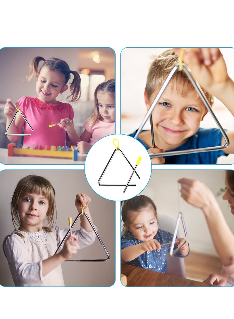 SOLARAE 3-Pack Triangle Percussion Instruments, Toddler Kids Toys, Musical Triangle Instrument, Triangle Iron For Early Childhood Education, Dance Teaching Aids - Image 2