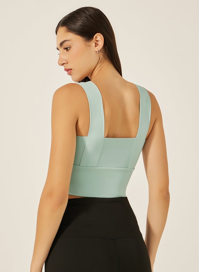 Styli Textured Broad Underband Seam Longline Sports Bra  - Image 4