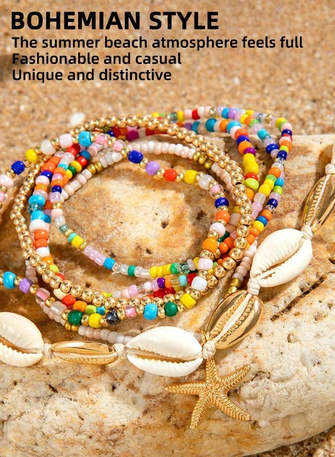 12-Piece Bohemian Rice Grain Necklaces and Bracelets, Shells and Stars Set, Party Favors for Women - Image 2