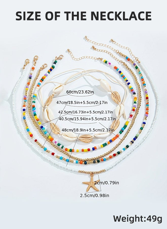 12-Piece Bohemian Rice Grain Necklaces and Bracelets, Shells and Stars Set, Party Favors for Women - Image 4