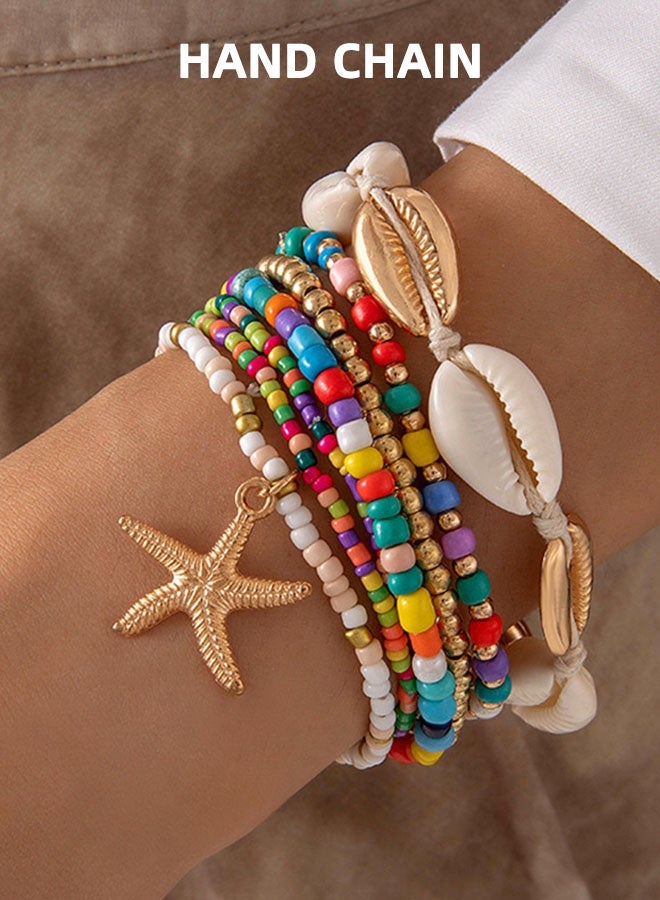 12-Piece Bohemian Rice Grain Necklaces and Bracelets, Shells and Stars Set, Party Favors for Women - Image 5