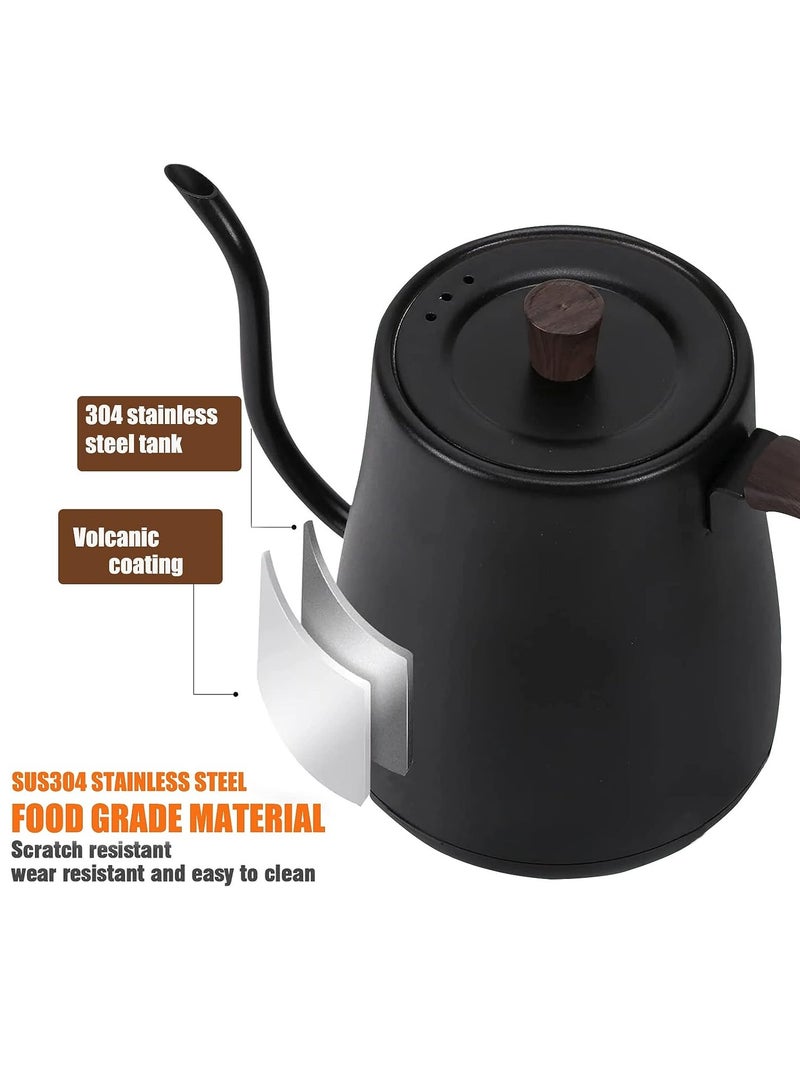 غلاية كهربائية مع التحكم في درجة الحرارة، 3 غلاية كهربائية لإعداد القهوة والشاي مسبقًا، غلاية تسخين سريعة، خزان داخلي من الفولاذ المقاوم للصدأ، إيقاف تشغيل تلقائي مضاد للجفاف، 0.8 لتر (أسود) - Image 4