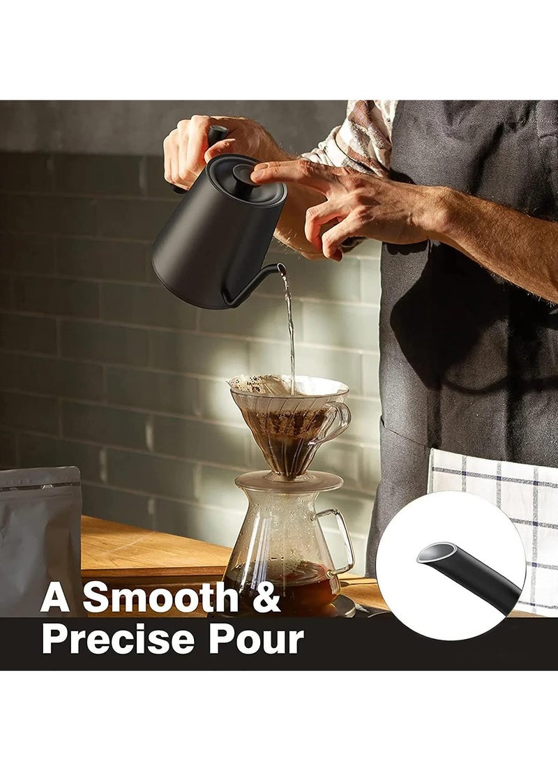 غلاية كهربائية مع التحكم في درجة الحرارة، 3 غلاية كهربائية لإعداد القهوة والشاي مسبقًا، غلاية تسخين سريعة، خزان داخلي من الفولاذ المقاوم للصدأ، إيقاف تشغيل تلقائي مضاد للجفاف، 0.8 لتر (أسود) - Image 2