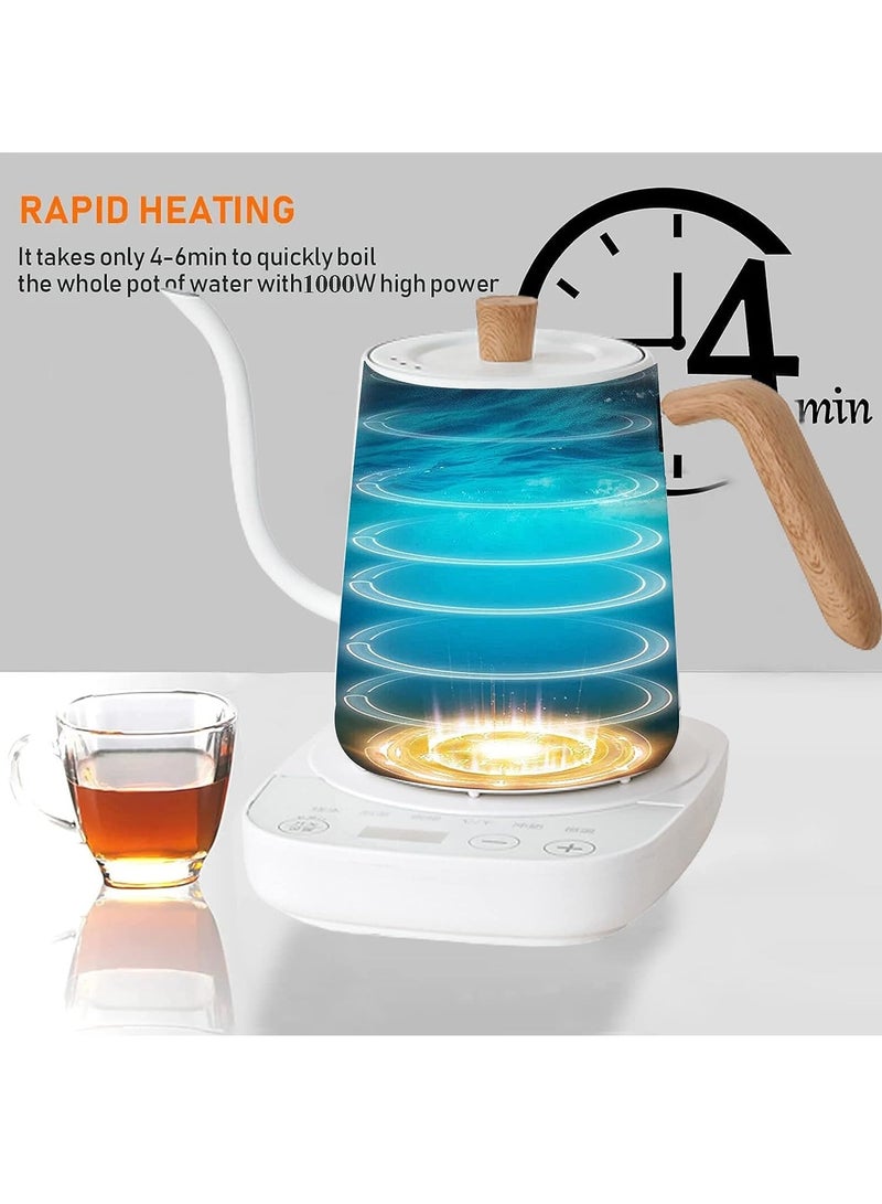 غلاية كهربائية مع التحكم في درجة الحرارة، 3 غلاية كهربائية لإعداد القهوة والشاي مسبقًا، غلاية تسخين سريعة، خزان داخلي من الفولاذ المقاوم للصدأ، إيقاف تشغيل تلقائي مضاد للجفاف، 0.8 لتر (أسود) - Image 3