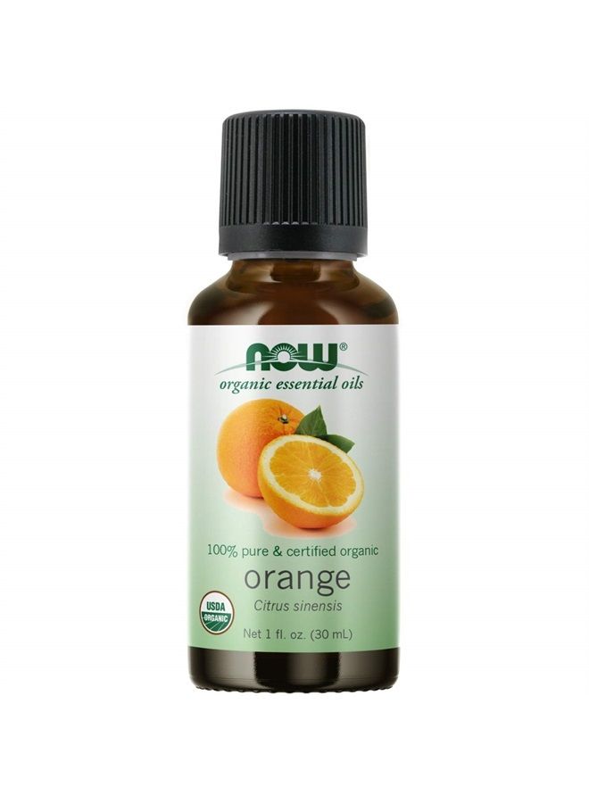 now Essential Oils, Organic Orange Oil, Uplifting Aromatherapy Scent, Cold Pressed, 100% Pure, Vegan, Child Resistant Cap, 1-Ounce