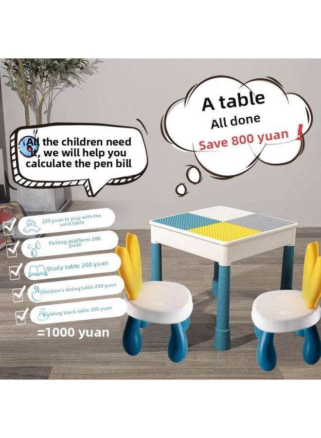 Multi-functional Building Block Table Boys And Girls Children's Day Educational Assembling Toys Baby Intelligence Gift-Color:【Elevated】 Large Building Blocks Table +4 Barrels +200 Slide 100 Building - Image 4