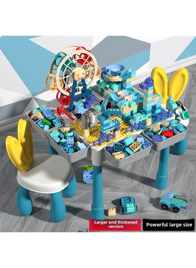 Multi-functional Building Block Table Boys And Girls Children's Day Educational Assembling Toys Baby Intelligence Gift-Color:【Elevated】 Large Building Blocks Table +4 Barrels +200 Slide 100 Building - Image 2