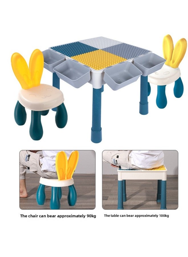 Multi-functional Building Block Table Boys And Girls Children's Day Educational Assembling Toys Baby Intelligence Gift-Color:【Elevated】 Large Building Blocks Table +4 Barrels +200 Slide 100 Building - Image 3