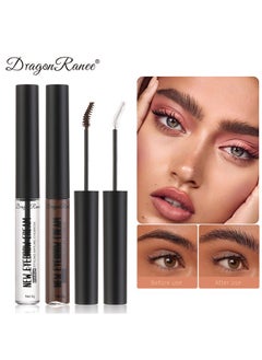 Dragon Ranee 2PCS Mascara Brush Set, Clear Setting Balm & Deep Coffee Brow Balm, Waterproof and Sweat Non-Flaking Makeup Styling Liquid, Eyebrow Repair Balm, Eyebrow Styling, Beauty Salon, Home Makeup  - Image 1