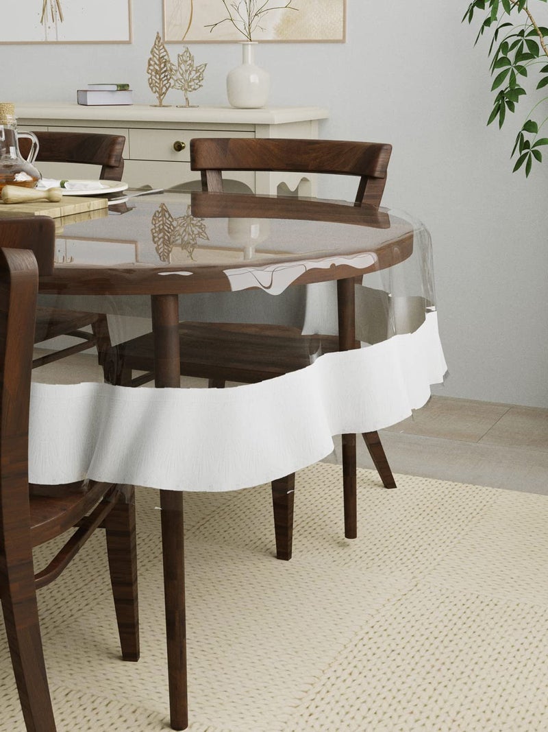 Clasiko 4 Seater Oval Dining Table Cover; 54x78 Inches or 137x198 Cms; Material - PVC; Anti Slip; White Lace - Image 2