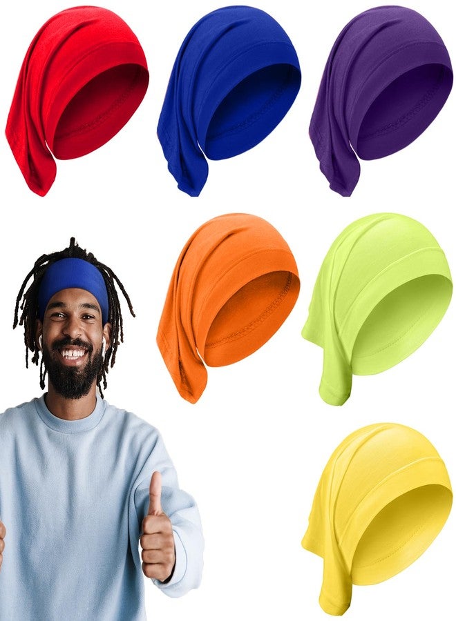 SATINIOR 6 Pcs Spandex Dreadlock Cap Dreadlock Tube Bands Unisex Men Women Elastic Hair Dreads Head Wraps Headbands for Dreads Accessories, 6 Colors (Rainbow Color) - Image 1